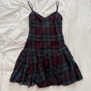vintage 2000s ralph lauren polo plaid overlay mini dress